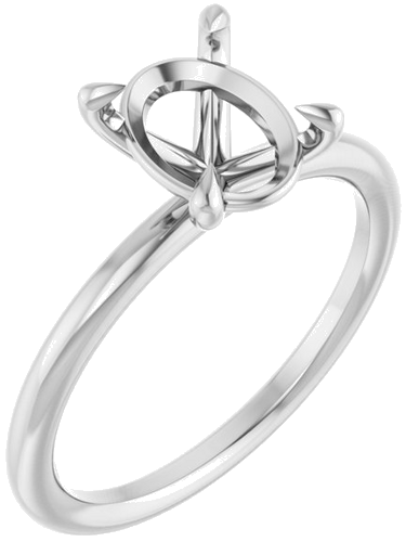 Sužadėtuvių Žiedas „Claw-Prong Solitaire“ 14k white gold Oval 9mm x 7mm (1)