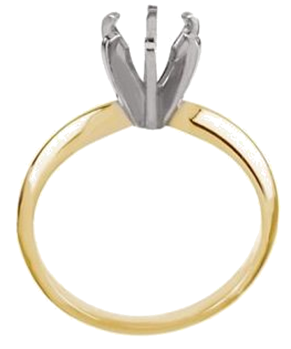 14K Yellow   White 4.2-4.9 mm Round Pre-Notched 6-Prong Solitaire Ring Mounting (2)