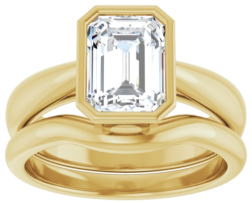 Sužadėtuvių Žiedas „Bezel-Set Solitaire“ 14k yellow gold Emerald 8mm x 6mm (8)