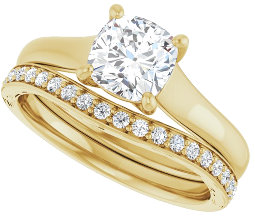 Sužadėtuvių Žiedas „Solitaire“ 10k yellow gold Cushion 6mm (10)