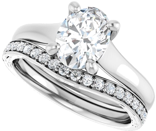 14K White 8x6 mm Oval Solitaire Engagement Ring Mounting (10)