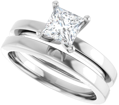 Sužadėtuvių Žiedas „Solitaire“ 14k white gold Square 5mm (10)