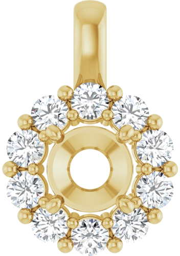 Pakabukas „Halo-Style“ 14k yellow gold Round 6mm (1)