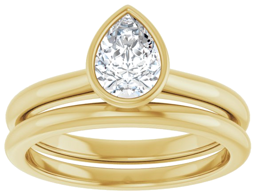 Sužadėtuvių Žiedas „Bezel-Set Solitaire“ 14k yellow gold Pear 7mm x 5mm (8)