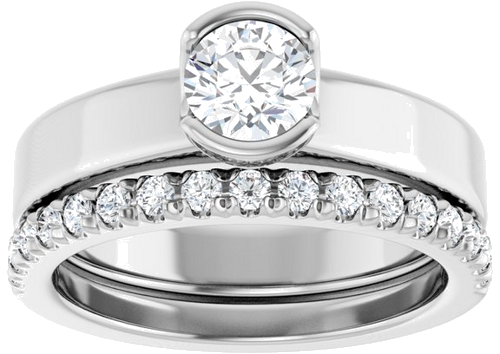 Sužadėtuvių Žiedas „Half-Bezel Solitaire“ 14k white gold Round 5.2mm (8)