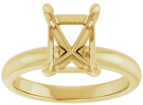 14K Yellow 9x7 mm Emerald Solitaire Engagement Ring Mounting (3)