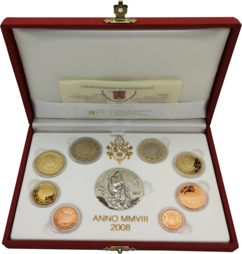 2008 Vatican Benedict XVI proof euro coin set  with silver medal (1)
