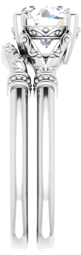 Sužadėtuvių Žiedas „Sculptural“ 10k white gold Round 7mm (9)