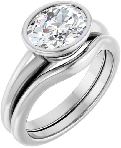 Sužadėtuvių Žiedas „Bezel-Set Solitaire“ 14k white gold Oval 9mm x 7mm (6)