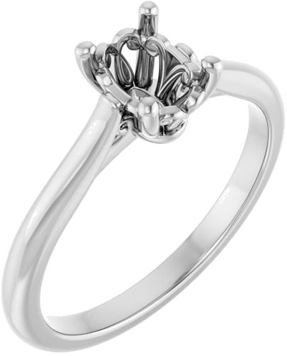 14K White 7x5 mm Oval Solitaire Engagement Ring Mounting (1)