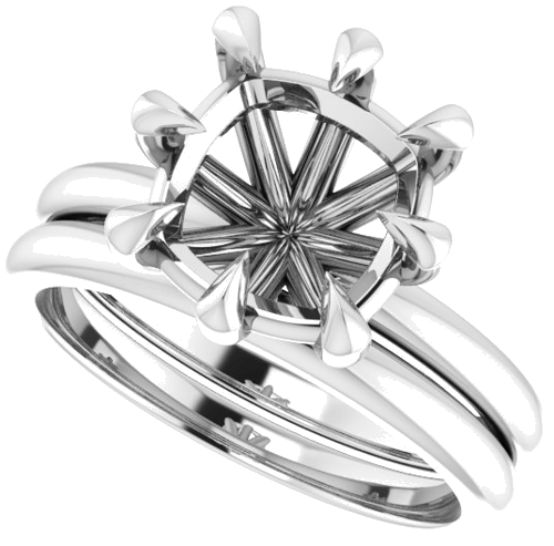 Sužadėtuvių Žiedas „Claw-Prong“ 950 Platinos Cushion 9mm (10)