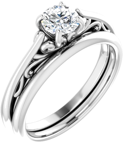 Sužadėtuvių Žiedas „Solitaire“ 585 Baltojo Aukso Round 5.2mm (11)