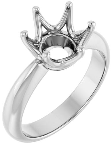 Sužadėtuvių Žiedas „Solitaire Crown-Inspired“ 18k white gold Round 9mm (1)