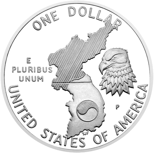 1991 Корейската война САЩ 1 долар сребърна монета (2)