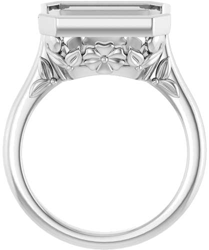 Sužadėtuvių Žiedas „Bezel-Set“ 14k white gold Emerald 12mm x 10mm (2)
