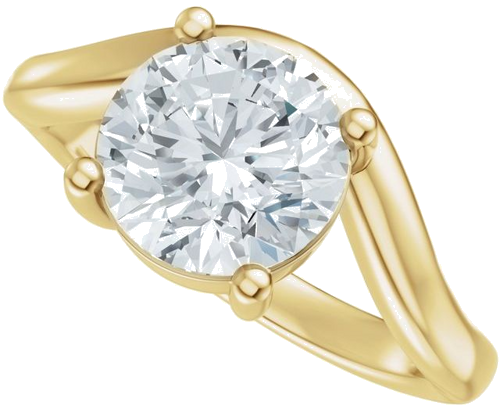 Sužadėtuvių Žiedas „Solitaire Asymmetric“ 14k yellow gold Round 8mm (5)