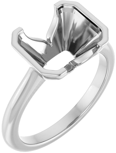 Sužadėtuvių Žiedas „Half-Bezel Solitaire“ 10k white gold Emerald 10mm x 8mm (1)