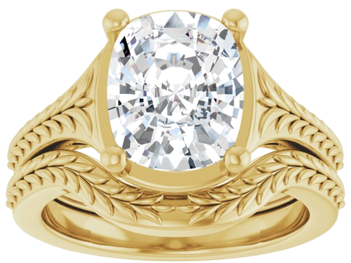 Sužadėtuvių Žiedas „Solitaire“ 14k yellow gold Elongated Cushion 10mm x 8mm (8)
