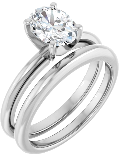 Sužadėtuvių Žiedas 10k white gold Oval 8mm x 6mm (6)