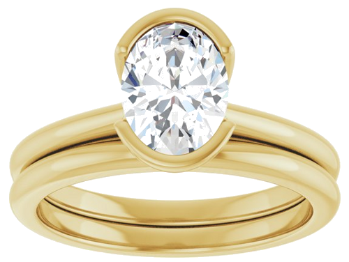 Sužadėtuvių Žiedas „Half-Bezel“ 14k yellow gold Oval 8mm x 6mm (8)