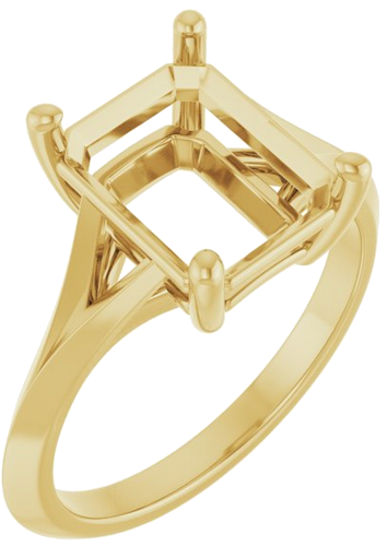 Sužadėtuvių Žiedas „Solitaire Split Shank“ 14k yellow gold Emerald 10mm x 8mm (1)