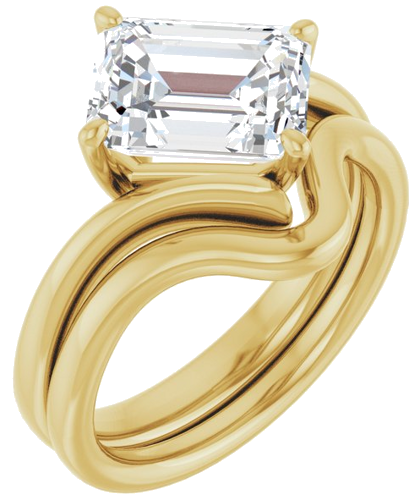 Sužadėtuvių Žiedas „Solitaire Bypass“ 14k yellow gold Emerald 9mm x 7mm (6)