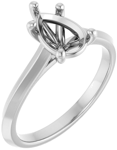 14K White 9x6 mm Pear Solitaire Engagement Ring Mounting (1)