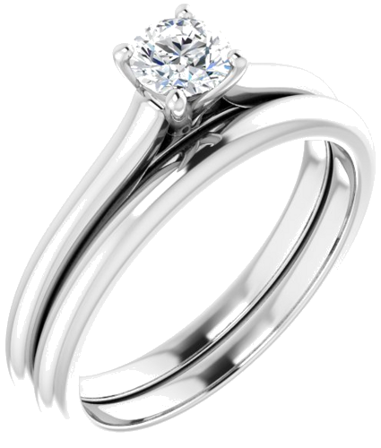 14K White 4.4 mm Round Solitaire Engagement Ring Mounting (6)