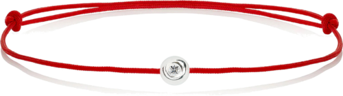 Sarkanā diega aproce ar zelta pērlīti un dimantu (1)