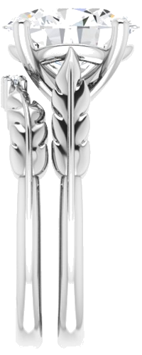 Sužadėtuvių Žiedas „Solitaire Leaf“ 14k white gold Oval 11mm x 9mm (9)