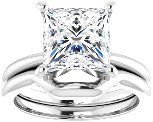 Sužadėtuvių Žiedas „Solitaire“ 14k white gold Square 8mm (8)