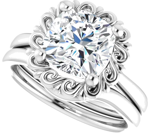 Sužadėtuvių Žiedas „Solitaire“ 14k white gold Cushion 8mm (10)