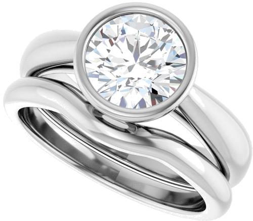 Sužadėtuvių Žiedas „Bezel-Set Solitaire“ 14k white gold Round 7.4mm (10)
