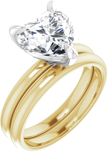 Sužadėtuvių Žiedas „Solitaire“ 585 Baltojo Ir Geltonojo Aukso Heart Shape 9mm (6)
