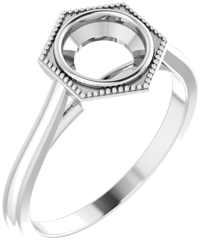 Sužadėtuvių Žiedas „Bezel-Set Solitaire“ 14k white gold Round 6.5mm (1)