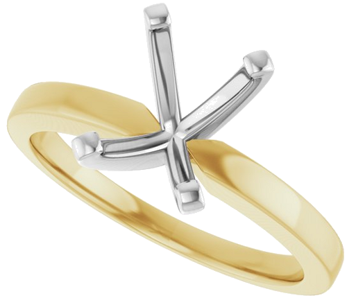 14K Yellow White 8x6 mm Emerald Solitaire Engagement Ring Mounting (5)