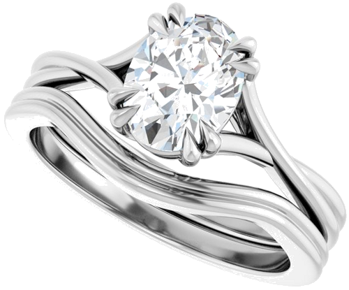 Sužadėtuvių Žiedas „Solitaire“ 585 Baltojo Aukso Oval 8mm x 6mm (10)