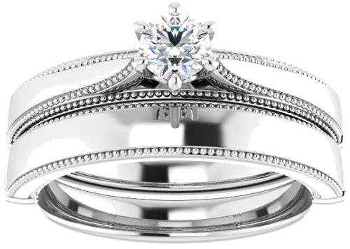 Sužadėtuvių Žiedas „Solitaire“ 14k white gold Round 4.1mm (8)