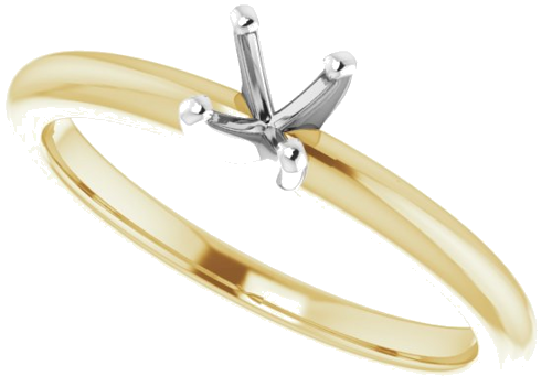 14K Yellow   White  4.4 mm Round Solitaire Engagement Ring Mounting (5)
