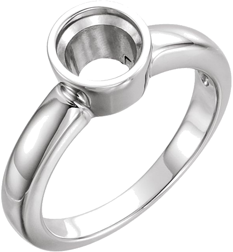 Sužadėtuvių Žiedas „Bezel-Set Solitaire“ 14k white gold Round 4.4mm (1)