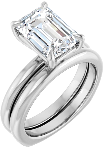 Sužadėtuvių Žiedas „Claw-Prong Euro Shank“ 14k white gold Emerald 10mm x 7mm (6)