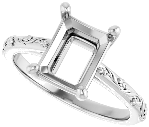 Sužadėtuvių Žiedas „Solitaire“ 14k white gold Emerald 9mm x 7mm (5)