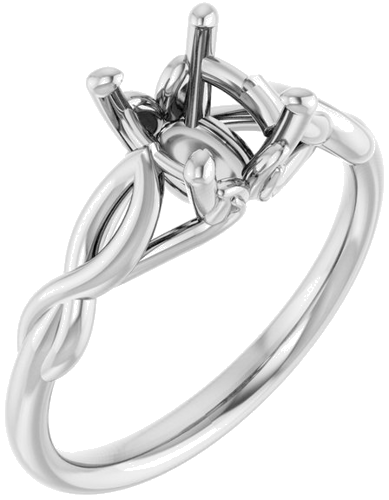 14K White  8x6 mm Oval Solitaire Engagement Ring Mounting (1)