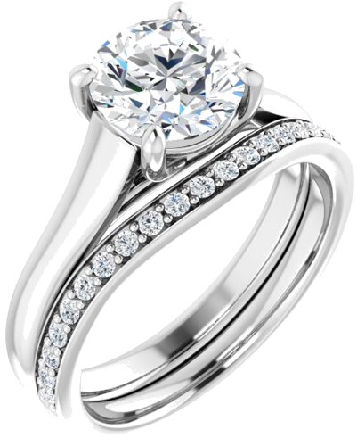 Sužadėtuvių Žiedas „Solitaire“ 585 Baltojo Aukso Round 7.4mm (6)