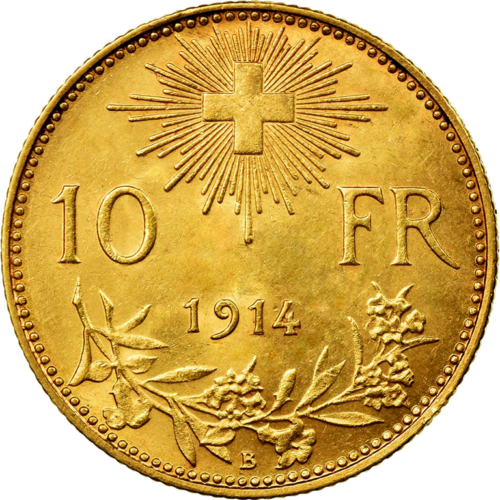 10 франков Гельветика 1911-1922 Швейцария золотая монета (2)
