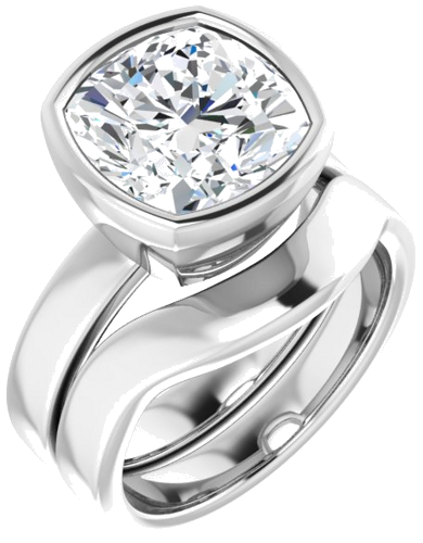 14K White 10 mm Cushion Solitaire Engagement Ring Mounting (6)