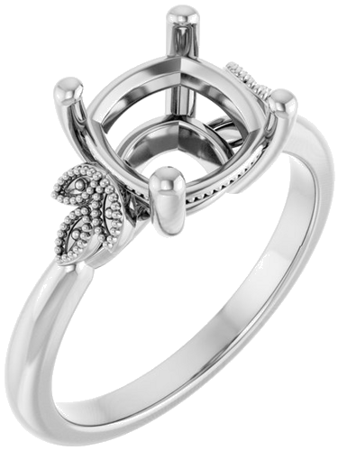 Sužadėtuvių Žiedas „Solitaire“ 14k white gold Cushion 8mm (1)