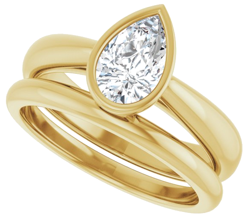 Sužadėtuvių Žiedas „Bezel-Set Solitaire“ 14k yellow gold Pear 8mm x 5mm (10)