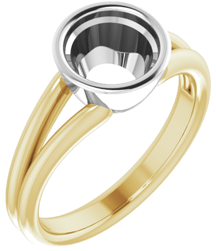 Sužadėtuvių Žiedas „Bezel-Set Solitaire“ 585 Baltojo Ir Geltonojo Aukso Round 7.4mm (1)