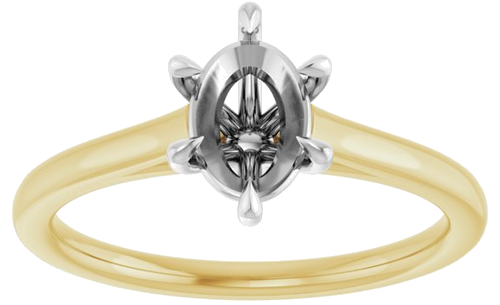 Sužadėtuvių Žiedas „Claw-Pong“ 14k yellow/white gold Oval 7.5mm x 5.5mm (3)